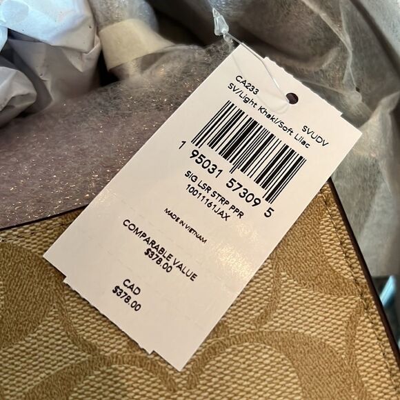 Coach Pepper Satchel Light Khaki & Lilac Purple Signature Canvas Gorgeous Strap - Picture 5 of 7